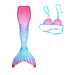 Girls Mermaid Swimsuits Swimwear Summer Girls Kids Children 4-13 Years Swimmable Cosplay Costume Gifts Swimming Bikini Set, Tops + Mermaid Tail, Pink, S