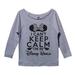 Womens Disney 3/4 Sleeve â€œI Can't Keep Calm I'm In Disney World" Minnie Mouse Sweat Shirt Gift Small, Heather Grey