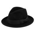 Premium Milano Wool Crushable Fedora Hat w/Grosgrain Band Classic Flat Brim