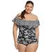 Penbrooke Plus Size Magnolia And Twin Off The Shoulder Ruffle One Piece Swimsuit