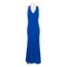 Laundry V-Neck Sleeveless Column Racer Back Flutter Solid Crepe Dress-COBALT