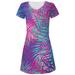 Palm Fronds Tropical Magenta All Over Juniors V-Neck Dress