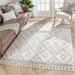 Gray/White 118 x 94 x 0.4 in Area Rug - Well Woven Serenity Diodelly Moroccan Lattice Trellis Ivory Gray Rug | 118 H x 94 W x 0.4 D in | Wayfair