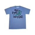 Inktastic Ovarian Cancer Her Fight is our Fight with Teal Ribbon Adult T-Shirt Male Columbia Blue XXXL