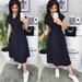 Women's Solid Color Lace-up Large Pocket V-neck Casual Midi Dress