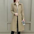 Women Winter Vintage Lapel Solid Office Lady Long Sleeve Windbreaker Jacket Coat