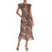 Rebecca Taylor MULTI COMBO Met Python Print Ruffled Midi Dress, US 2