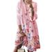 Amart Women Long Sleeve Vintage Floral Print Beach Bohemian Maxi Dress Midi Dress Plus Size S-5XL