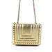 Luana Italy Womens Lame Studded Chain Strap Crossbody Gold Small Handbag