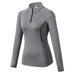 Women's Long Sleeve Sport T-Shirt Half-Zipper Pullover Quick Dry Solid Color Blouse with Thumb Holes Outdoor Sports Yoga Cycling