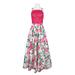 Dave & Johnny Spaghetti Strap Embellished Floral Embroidered Lace Bodice Pleated Floral Print Mikado Dress-MULTI