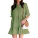 Sexy Dance Summer Casual T Shirt Dress For Women Ruffle Hem Short Sleeve Mini Dress Beach Party Lapel Sundress With Buttons