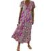 Avamo Boho Beach Floral Printed Maxi Dress For Women Casual Ladies Summer Baggy Paisley Holiday Long Sundress Cocktail Dresses