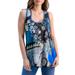 24seven Comfort Apparel Blue Paisley Rounded Hem Razorback Tank Top