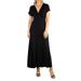 24seven Comfort Apparel Womens Cap Sleeve V Neck Maxi Dress, R011624, Made in USA