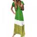 ETOSELL Women Long Dress Floral Print Boho Beach Dress Maxi Dress Women Evening Party Dress Sundress Vestidos de festa 4XL Green XL