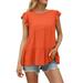 Sexy Dance Women Crew Neck Tops Short Sleeve Ruffled T Shirts Summer Casual Pleated Babydoll Peplum Tunic Tops Blouse