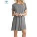 Deago Women's Sundress Short Sleeve Casual T-shirt Dress Plain A Line Loose Summer Dress Plus Size (Gray, XXL)