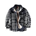 UKAP Button Down Plaid Shirt Jacket for Men Fleece Lined Long Sleeve Casual Flannel Shirts Vintage Thickened Jacket