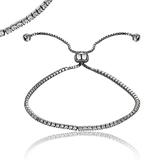 Sterling Silver Adjustable Round Cut Tennis Bracelet