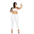 V.I.P. JEANS Cute Cargo Mid Waisted Jogger Skinny Drawstring White Pocket Plus Size 3XL