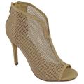 Delicious Shoes Women Stiletto Mesh High Heels Open Peep Toe Dress Back Zipper PARVIN-S Natural Beige 7.5