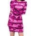 Winnereco Women Heart Printing Long Sleeve Dress Bodycon Hip-wrapped Dress (Rose 5XL)