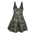 Guess Womens Black Gold Metallic Sleeveless V-Neck Jacquard A-Line Dress 2