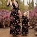 Mother and Daughter Casual Boho Floral Maxi Dress Mommy&Me Matching Outfits