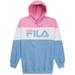 Fila Men's Big and Tall Colorblock Pullover Hoodie Pink Cashmere Blue White 2XLT