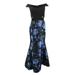 Xscape Women's Off-The-Shoulder Metallic-Print Gown (4P, Black/Periwinkle)