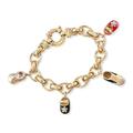 Ross-Simons C. 1990 Vintage Pre-Owned .35 ct. t.w. Diamond and Enamel Baby Shoe Charm Bracelet in 14kt Yellow Gold