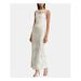 RALPH LAUREN Womens Silver Gown Floral Embroidered Sleeveless Illusion Neckline Maxi Formal Dress Size: 8