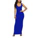 Sexy Dance Bodycon Long Dress for Women Summer Fashion Plain Dress Scoop Neck Maxi Dress Slim Fit Pencil Dress