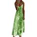 Avamo Women Plus Size Long Maxi Dress Gradient Color Spaghetti Strap Dress Casual Beach Party Dress Sundress S-5XL