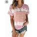 Luxtrada Summer Women Tee Shirts Gradient Print Tops Women Ladies Short Sleeve Loose Casual T-shirt Round Neck Tunic Tops