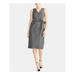 RACHEL ROY Womens Gray Belted Striped Sleeveless V Neck Midi Shift Wear To Work Dress Size 8