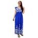 Peach Couture Women's Blue Rose Party Dress Sleeveless Smocked Waist Bohemian Summer Dress Maxi Dress