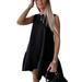 Colisha Women Short Sleeve Sleeveless Tank Dress Casual Baggy T-shirt Dress Ruffle Hem Short Mini Dress