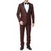 Adam Baker Men's 9-3409 Slim Fit One Button Satin Shawl Collar Tuxedo Suit - Burgundy - 44 Short