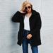 Women Faux Fur Coat Fluffy Solid Turn Down Collar Long Sleeve Zipper Pockets Casual Outerwear Jacekt