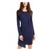 ULTRA FLIRT Womens Navy Long Sleeve Jewel Neck Knee Length Sheath Dress Size XXL