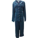 Liz Claiborne Womens Blue & Green Plaid Checker Flannel Pajamas Sleep Set XL