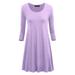 Made by Johnny MBJ WDR930 Womens Round Neck 3/4 Sleeves Trapeze Dress With Pockets M Lilac