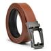 Mark Fred Leather Belts for Men Ratchet Dress Cognac Belt Custom Fit, Automatic Belt Buckle, No Holes