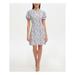 TOMMY HILFIGER Womens White Floral Short Sleeve Jewel Neck Above The Knee Sheath Dress Size 14