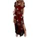 Lumento Women Floral Print Casual Nightgown Dress Long Maxi Shirt Nightdress Ladies Pajamas Sleep Dress Nightwear Lounge Wear Maxi Dress