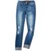 Indigo Rein Juniors Knee Destruction Rolled Cuff Jeans