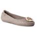 Tory Burch Women's Quilted Minnie Dust Storm / Gold 976 Leather Flat Shoe - 8M