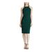 RALPH LAUREN Womens Green Ruffled Sleeveless Halter Below The Knee Sheath Party Dress Size 16